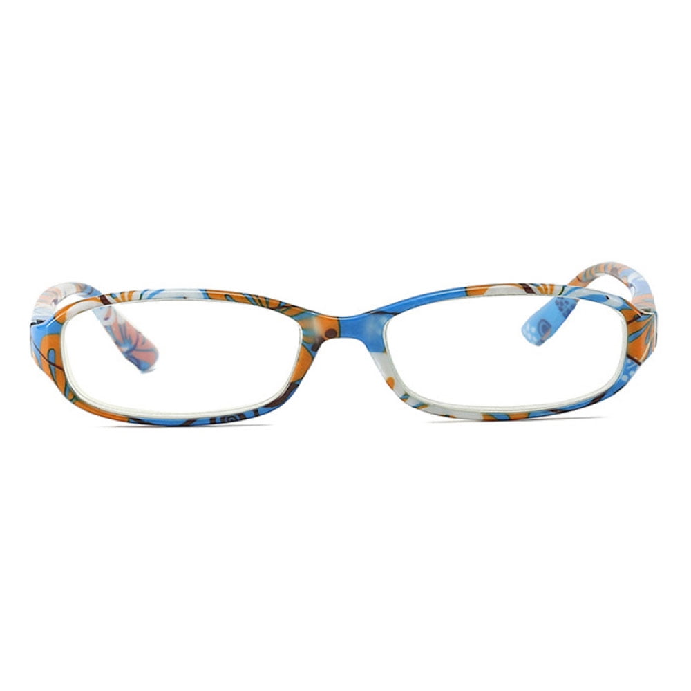 5 Pairs of Small Rectangle Flower Print Anti-blue Light Reading Glasses 3.00 Spring Hinges Readers for Women +3.00 strength