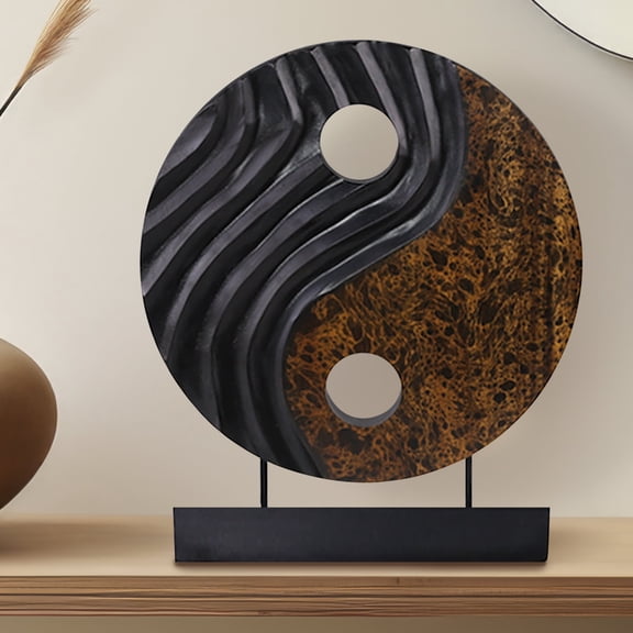 Decozen Home Decor Handmade Wooden Sculpture Art in Yin Yang Design for Home Decor - Acacia Wood