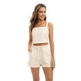 thumbnail image 2 of EFINNY Women's Vest And Shorts 2Pcs Set Cotton And Linen Camisole Tank Top Shorts Suits, 2 of 8