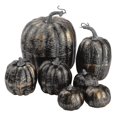 thumbnail image 2 of Paquete de 7 decoraciones de calabaza de oro negro de Acción de Gracias, 4 tamaños de calabazas artificiales, decoración de otoño para chimenea, cocina, fiesta de Acción de Gracias, día de la cosecha, 2 of 5