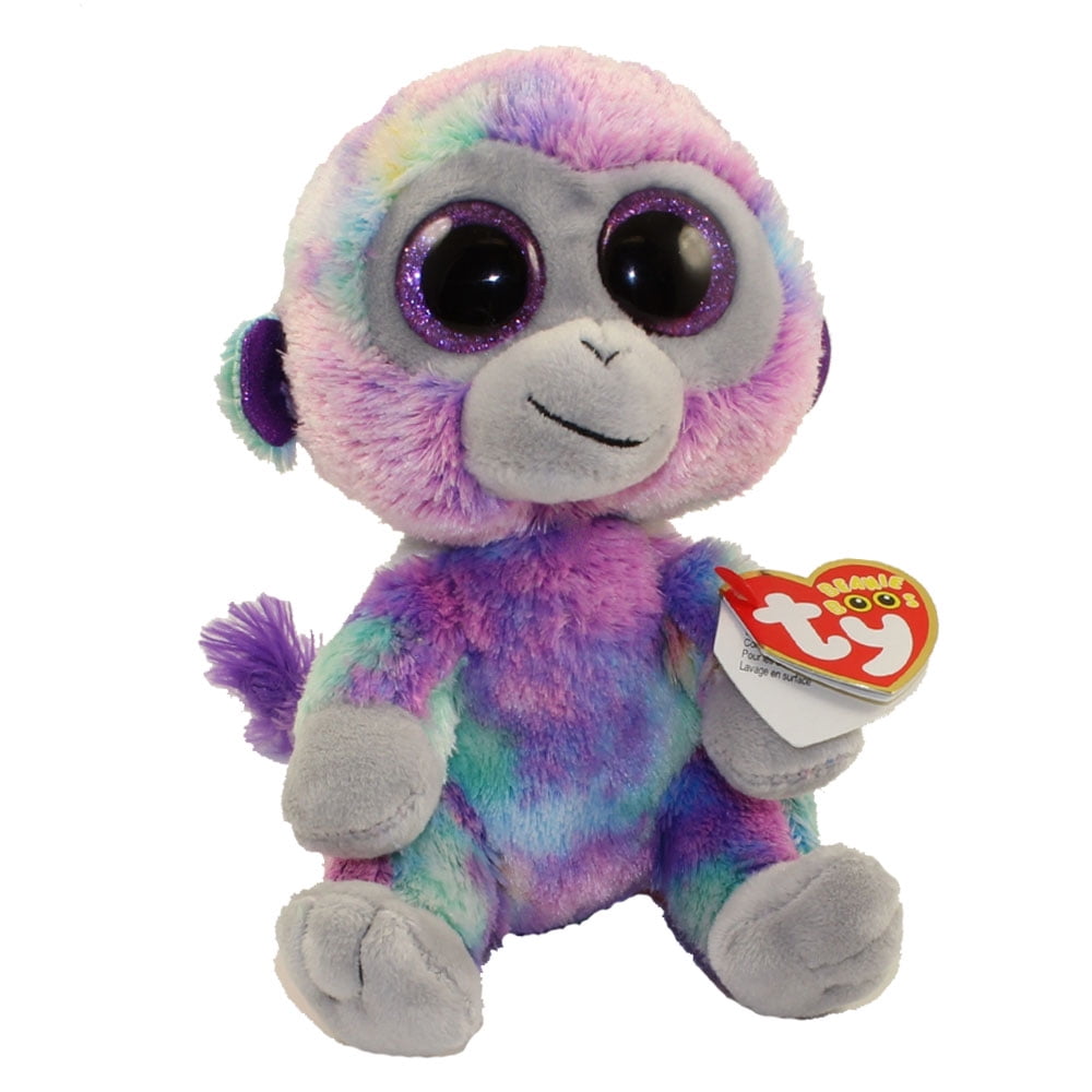 Ty Beanie Babies Zuri The Purple Big Eyes Monkey Reg Toy Doll Puppet 6" Regular 
