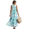 thumbnail image 2 of Xixirimido Vibrant Tropical Palm Leaf Print Maxi Dress for Women Crewneck Sleeveless A-line Casual Dresses Summer Beach Vacation Long Dresses Flowy Sundress with Pockets, Medium, 2 of 7