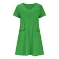 thumbnail image 4 of Spazoro Little and Big Girls Dresses, Solid Color V-Neck Short Sleeve with Pockets Casual Dresses for Girls Green Size 9 T, 4 of 7