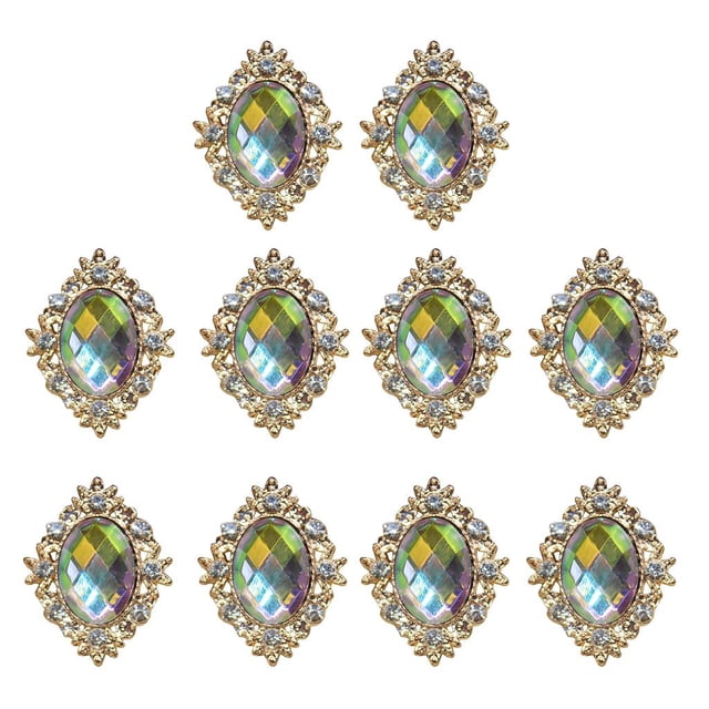 10x Crystal Rhines Button Flatback Cabochon Embellishments AB Color 30x25mm