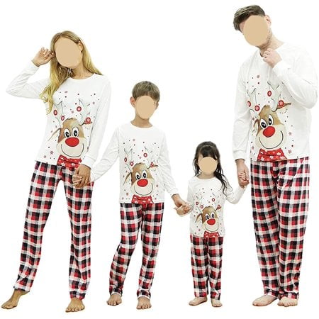 

GRNSHTS Family Christmas Pjs Matching Sets Baby Christmas Matching Jammies for Adults and Kids Holiday Xmas Sleepwear Set(White Kids 6T)