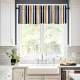 thumbnail image 2 of Orange Navy Blue Striped Valances for Windows Farmhouse Kitchen Curtains Valances Rod Pocket Valance Curtains for Kitchen Windows Modern Minimalist Ombre Lines Window Valances for Bathroom 42"x18", 2 of 6