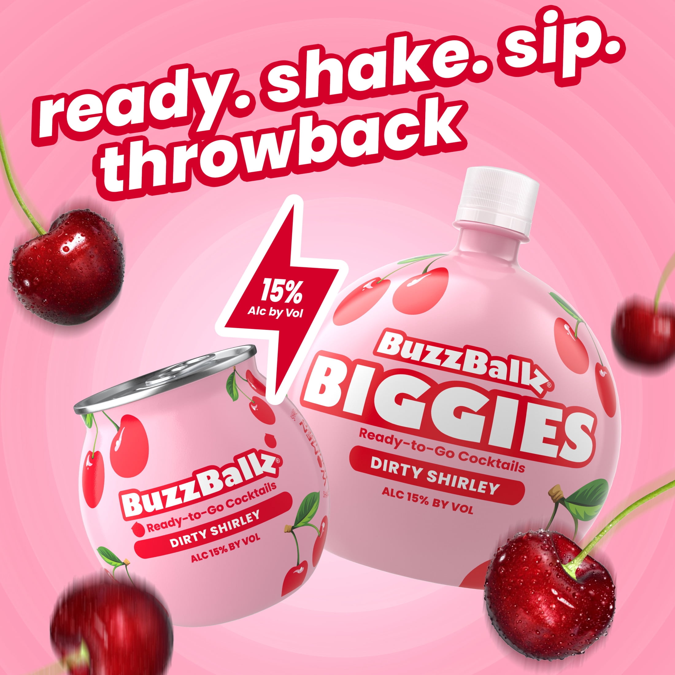 BuzzBallz Dirty Shirley Cocktails, 200ml, 30 Proof (15% ABV)