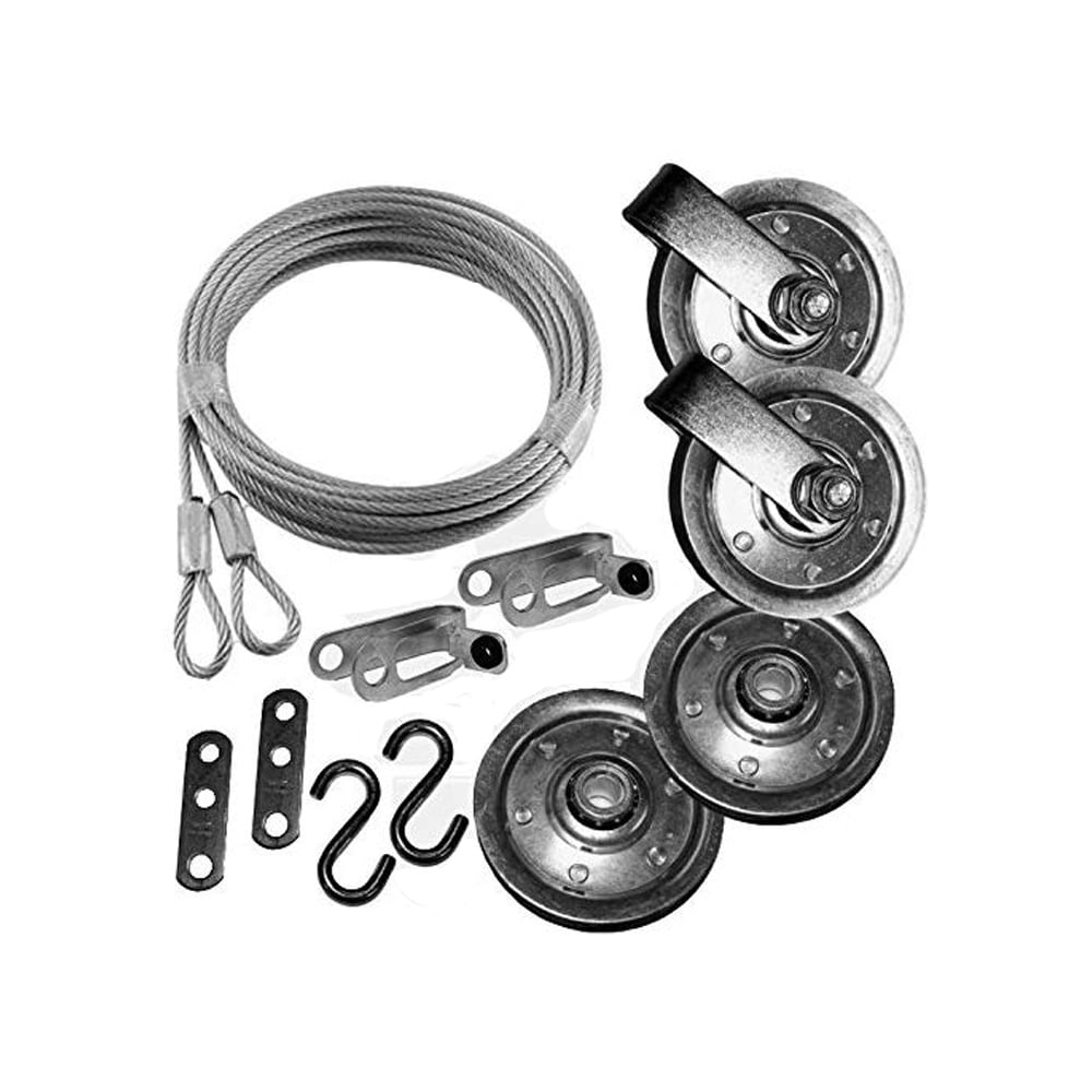 Extension Spring Pulley and Safety Cable Complete Garage Door Set for