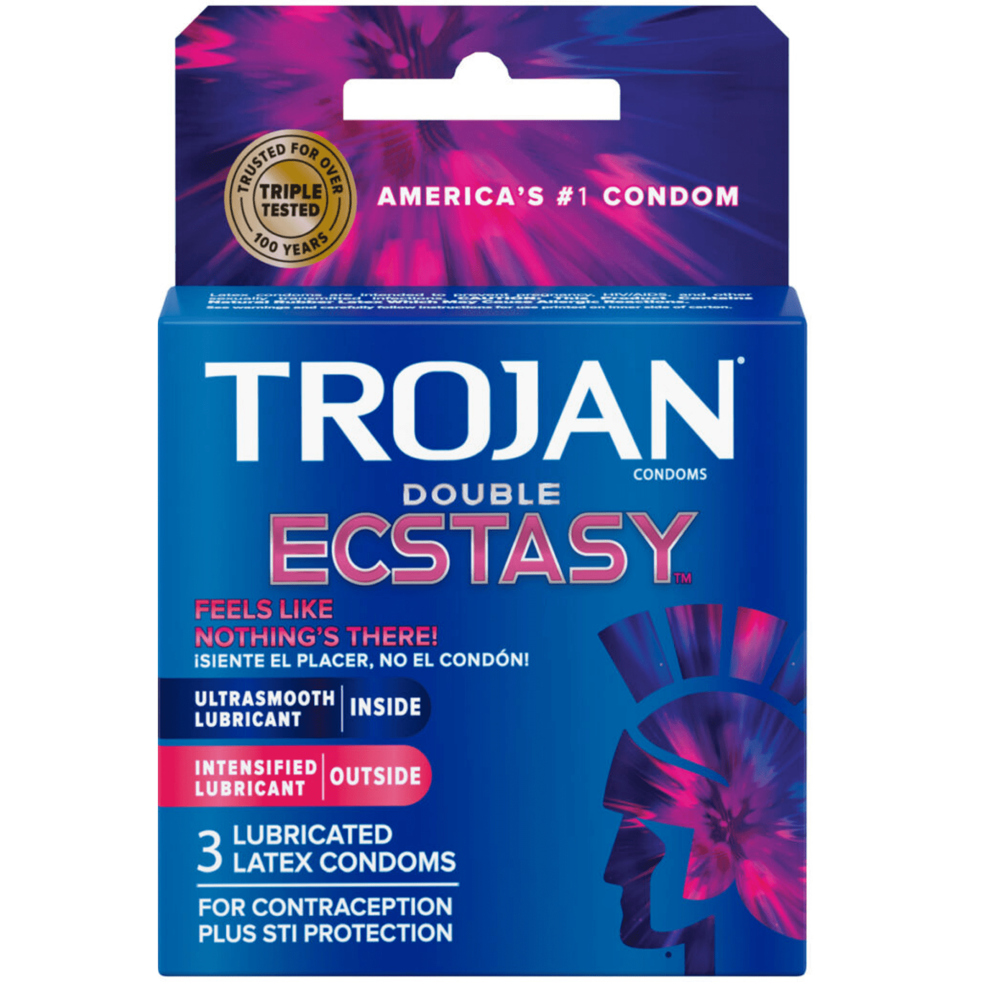 Trojan Double Ecstasy Latex Condoms, 3 ea, 3 Pack - Walmart.com