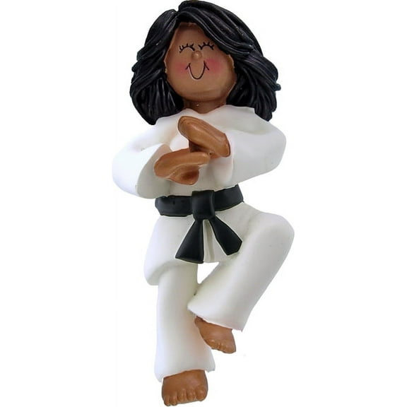 Karate Female African-American Personalized  Christmas Ornament DO-IT-YOURSELF