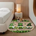 thumbnail image 3 of Area Rug 36in, Happy St. Patrick's Clovers Dwarf with Gold Coin Floor Carpet Living Room Rug, Green Check on Wooden Non-Slip Welcome Mat Indoor Rugs for Bedroom Dining Room, 3 of 9
