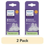 (2 pack) Philips Avent Natural Response Nipples, Medium Flow (Flow 3), 2-Pack, SCY963/02