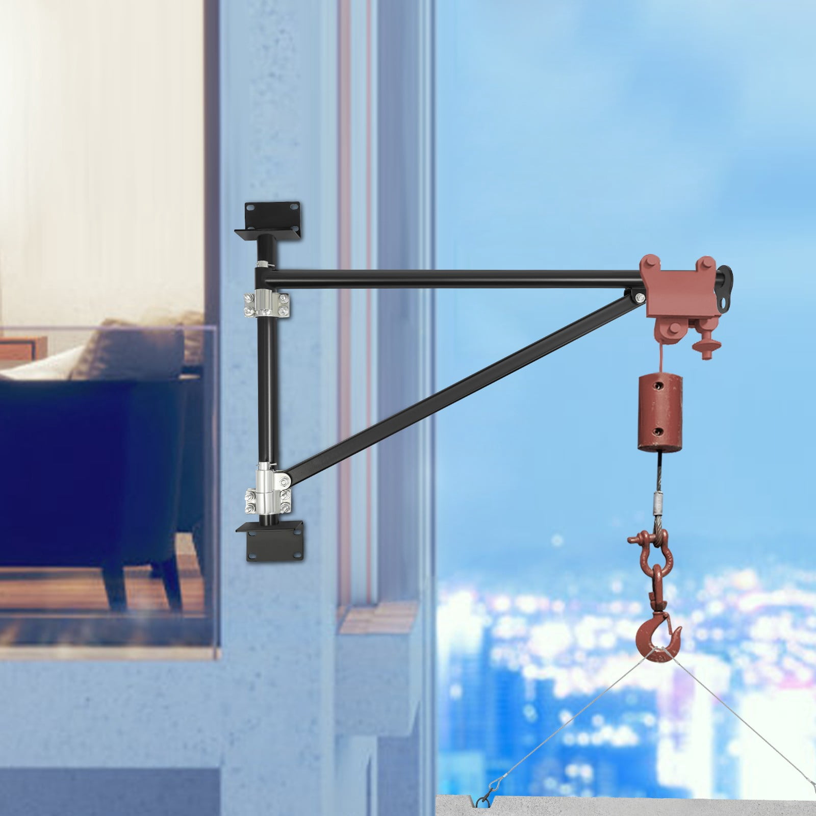 200kg/441lbs Load-bearing Wall-mounted Crane Bracket - Alloy Steel Baking Paint 180° Swivel for Industrial & Household Heavy Lifting