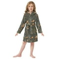 thumbnail image 6 of FORMRS Niños Bathrobe Unisex Hooded Robe Soft Plush Pajamas Sleepwear, Size 10-12T, Green Forest Fox Pattern, 6 of 7