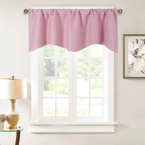 Dezytech Blackout Valance Curtains, Thermal Insulated Short Valance with Rod Pocket, 52x18 Inch - Light Filtering Semi Sheer Linen for Kitchen, Bathroom, Living Room & Bedroom Windows