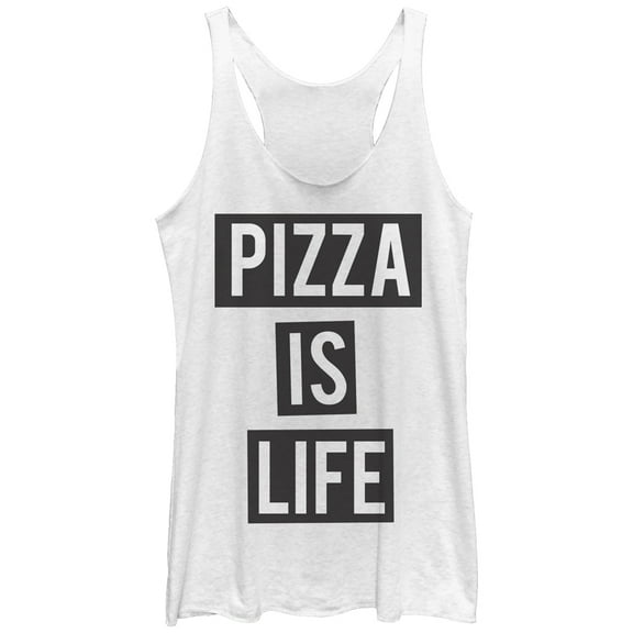 Women's Lost Gods Pizza is Life  Racerback Tank Top White Heather Medium