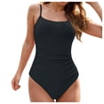 thumbnail image 1 of Huesdet Women's One Piece Swimsuit Ruched Tummy Control Square Neck Bathing Suits[Black,XL], 1 of 9