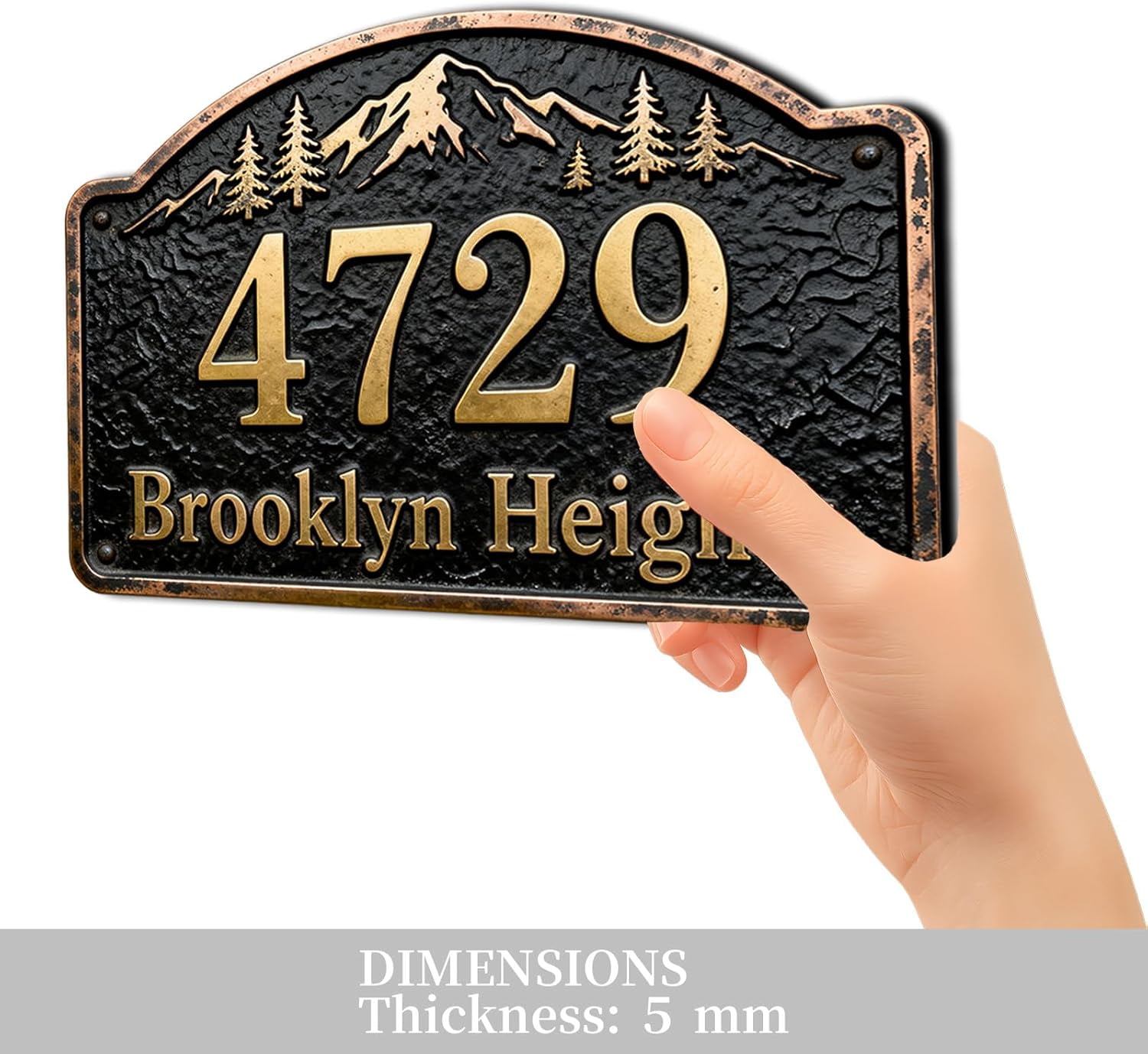 Personalized Cast Metal Address Plaque Vintage Custom House Number Sign Outside Street Mailbox Address Classic Wall Antique Brass Signs Durable Weather Resistant
