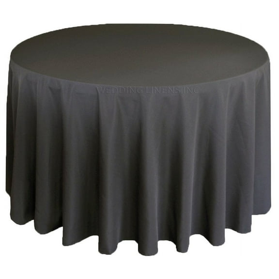Wedding Linens Inc. 90" Premium(200 GSM) Round Polyester Linen Tablecloth for Wedding, Party, Events, Party, Home use - Pewter / Charcoal