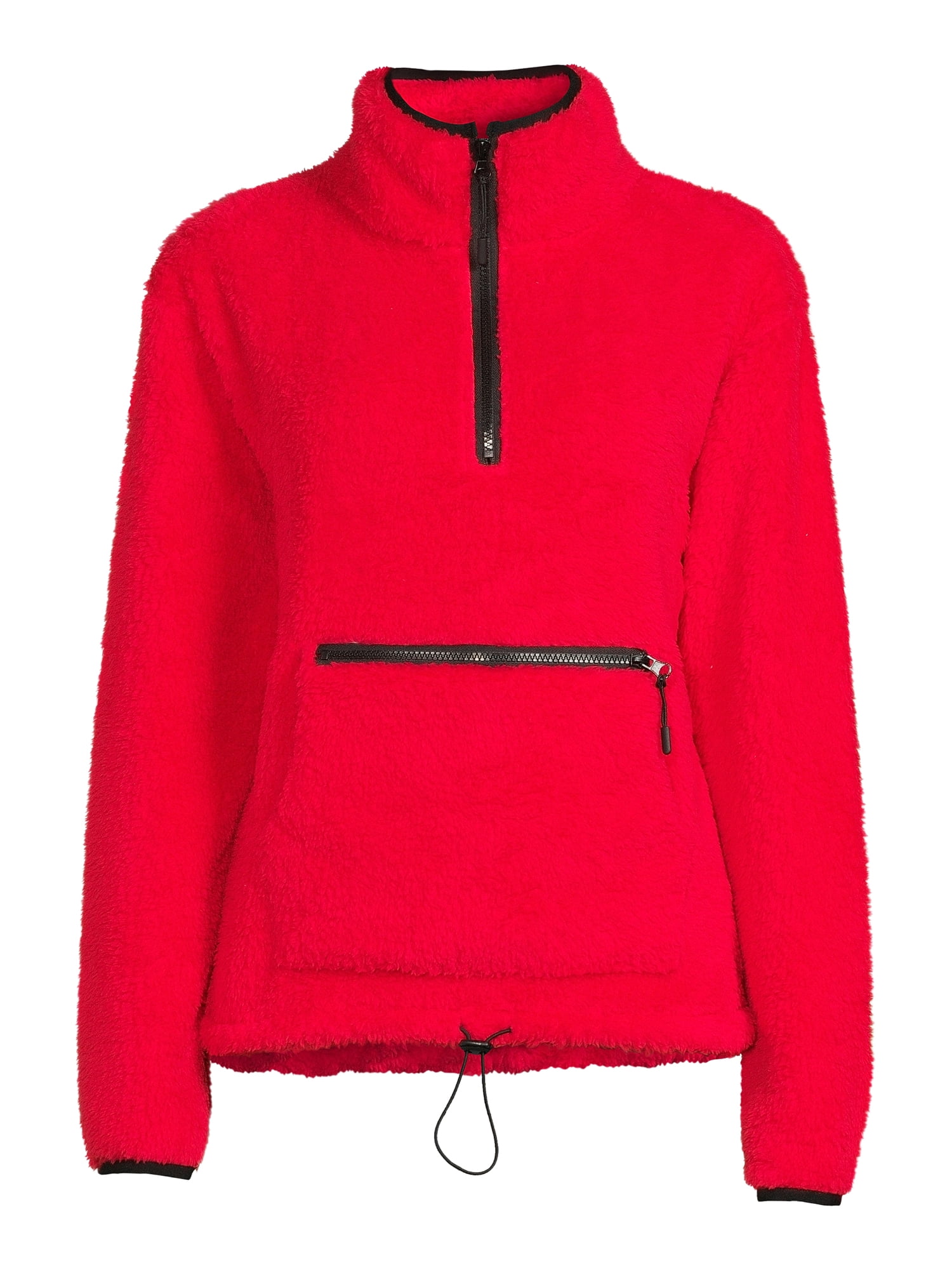 No Boundaries Juniors’ Sherpa Mock Neck Half Zip Pullover