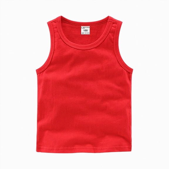Girls Summer Shirts Sleeveless Vest Tank Top Solid Color Toddler Girl Clothes Sports Casual Red 5-6 Years