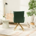 thumbnail image 5 of Swivel Accent Chair, Upholstered Armchair with Metal Legs and High Backrest, Modern Swiveling Chair with Square Armrest and Thicken Seat Cushion for Home Office (Green,Velvet), 5 of 6