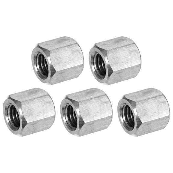 Uxcell 5-Pack 1/2"-13 UNC Hex Coupling Nuts, 0.79" Length 304 Stainless Steel Fully Threaded[Silver Tone]