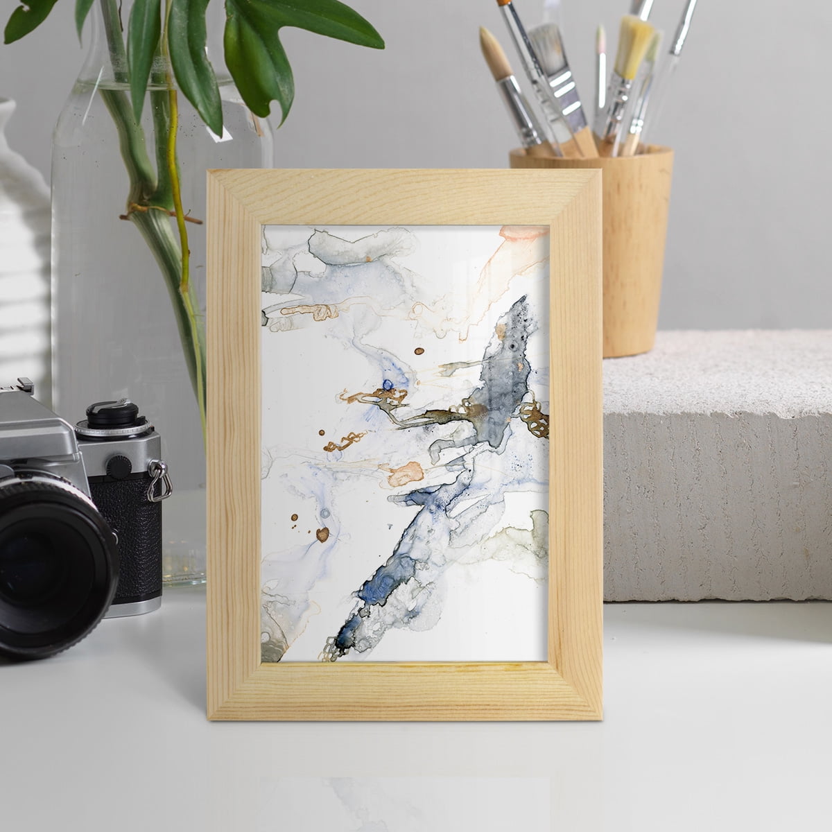 Organic Interlace I -Framed Print w/glass-Natural Wood