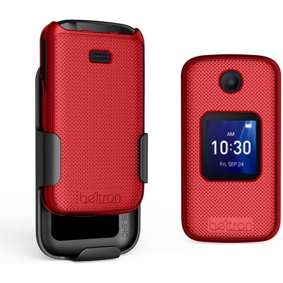 BELTRON Case with Belt Clip for Alcatel Go Flip 4 T-Mobile, Metro PCS / TCL Flip Pro Phone Boost Mobile, US Cellular, Verizon - Red
