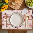 thumbnail image 4 of Red Flowers Placemats Set of 6, Retro Botanical Pastoral Leaved Farm Placemats for Dining Table, Place Mats for Kitchen Tabletop, Waterproof Wipeable Dining Table Mats Set, 4 of 9