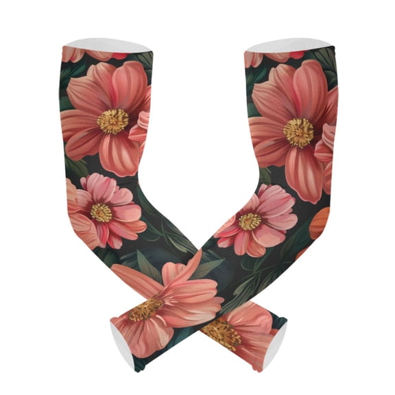 ALAZA Ethnic Flowers Blooming UV Sun Protection Arm Sleeves UPF 50  Compression Cooling Sleeve 1 Pair