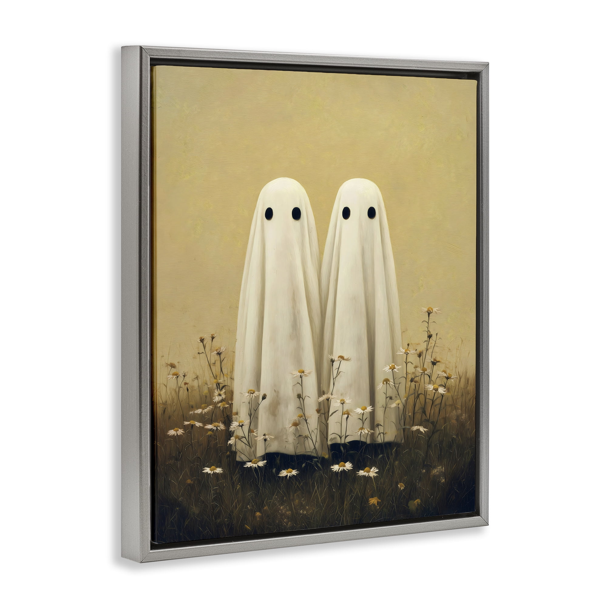 Daisy Ghost Couple Gray Framed Floater Canvas Wall Art, design by Arlington Prints