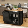 thumbnail image 5 of Craftian Rolling Kitchen Island with Drop Leaf Countertop, Kitchen Island Cart with Storage Cabinet for 13-Gallon Trash Bin, Black, 5 of 11