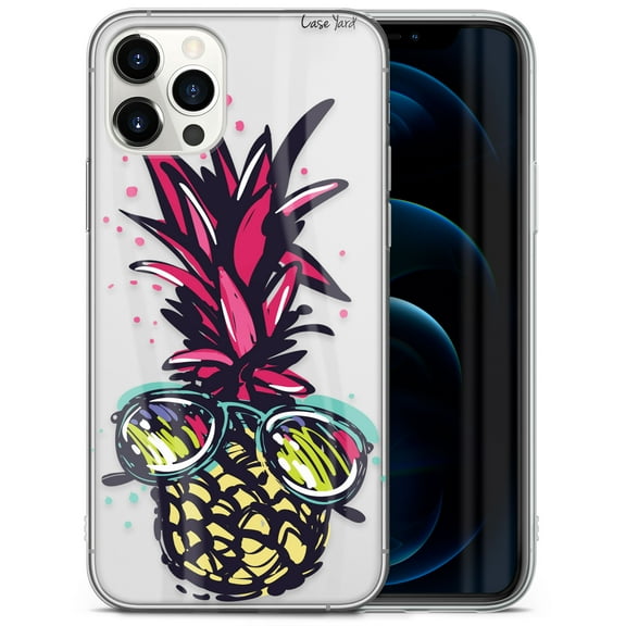 Case Yard iPhone-12-Pro-Max Case Clear Soft & Flexible TPU Ultra Low Profile Slim Fit Thin Shockproof Transparent Bumper Protective Cover Drop Protective Cell Phone Cases (Pineapple in Paradise)