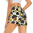 thumbnail image 3 of Xecao's Black Cow Sunflowers for a double-layer running short for women, perfect for gym, tennis, and more, featuring a convenient pocket., 3 of 9