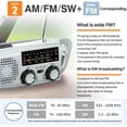 thumbnail image 3 of Seiwa IMP332 Radio FM/AM de emergencia 4 en 1 con mosquetón, linterna LED, cargador de smartphone y función SOS - Solar/USB/Manivela recargable, batería de 2000mAh, amplia FM compatible, 3 of 7