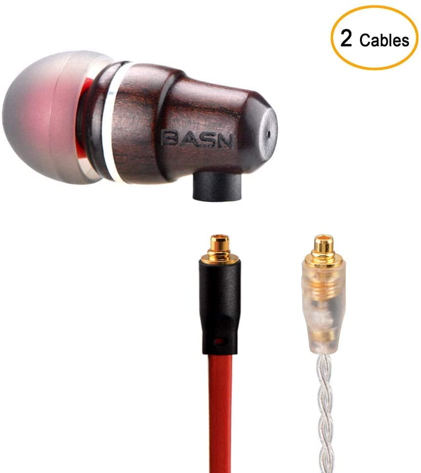 BASN Ebon+LUX Earphones with Microphone MMCX Interchangeable OFC Silver