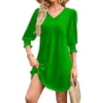 thumbnail image 4 of Fesfesfes Womens Dress Floral Print V Neck Spring Dress Loose Casual Short Sleeve Dress Women Swing Short Dress, 4 of 6