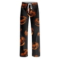 thumbnail image 4 of Haunted House & Witch Hat Halloween Pajama Pants for Women, Adjustable Drawstring Lounge Bottoms with Spooky Icon Print, Soft Polyester Sleep Trousers, 1 Pair Black L, 4 of 5