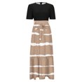 thumbnail image 5 of Summer Dresses For Women 2025 Floral Print Wrap Short Sleeve Maxi Dress Patchwork Ruffle Hem A Line Dress, 5 of 5