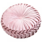 Round Throw Pillow Velvet Home Decoration Pleated Round Pillow Cushion for Couch Chair Bed Car