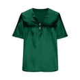 thumbnail image 6 of Women's Satin Button-Down Shirt with V-Neck and Short Sleeves for Business Casual Wear, 6 of 8