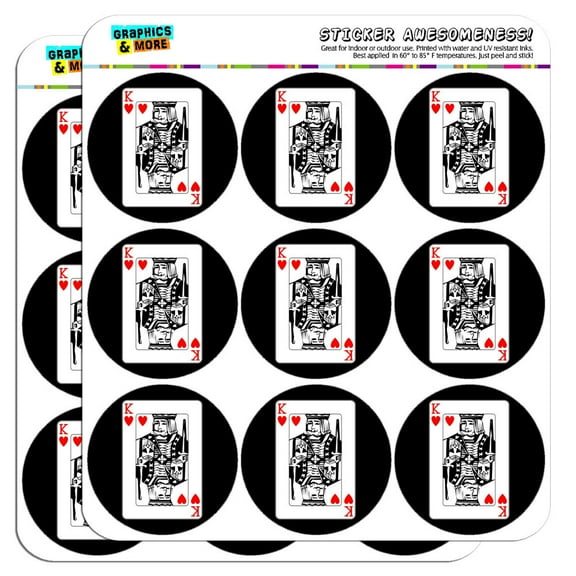 Playing Cards King of Hearts 2" Scrapbooking Crafting Stickers