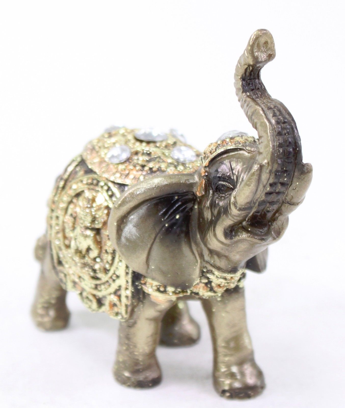 4" Feng Shui Bronze Elephant Trunk Statue Wealth Lucky Figurine Gift Home Decor G16558