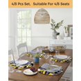 thumbnail image 5 of 13 Inch Round Placemats Set of 4, Yellow Black Geometric Non Slip Heat Insulation PP Table Mats, Modern Art Abstract Grey Line Washable Place Mats for Kitchen Dining Party Table Decor, 5 of 7