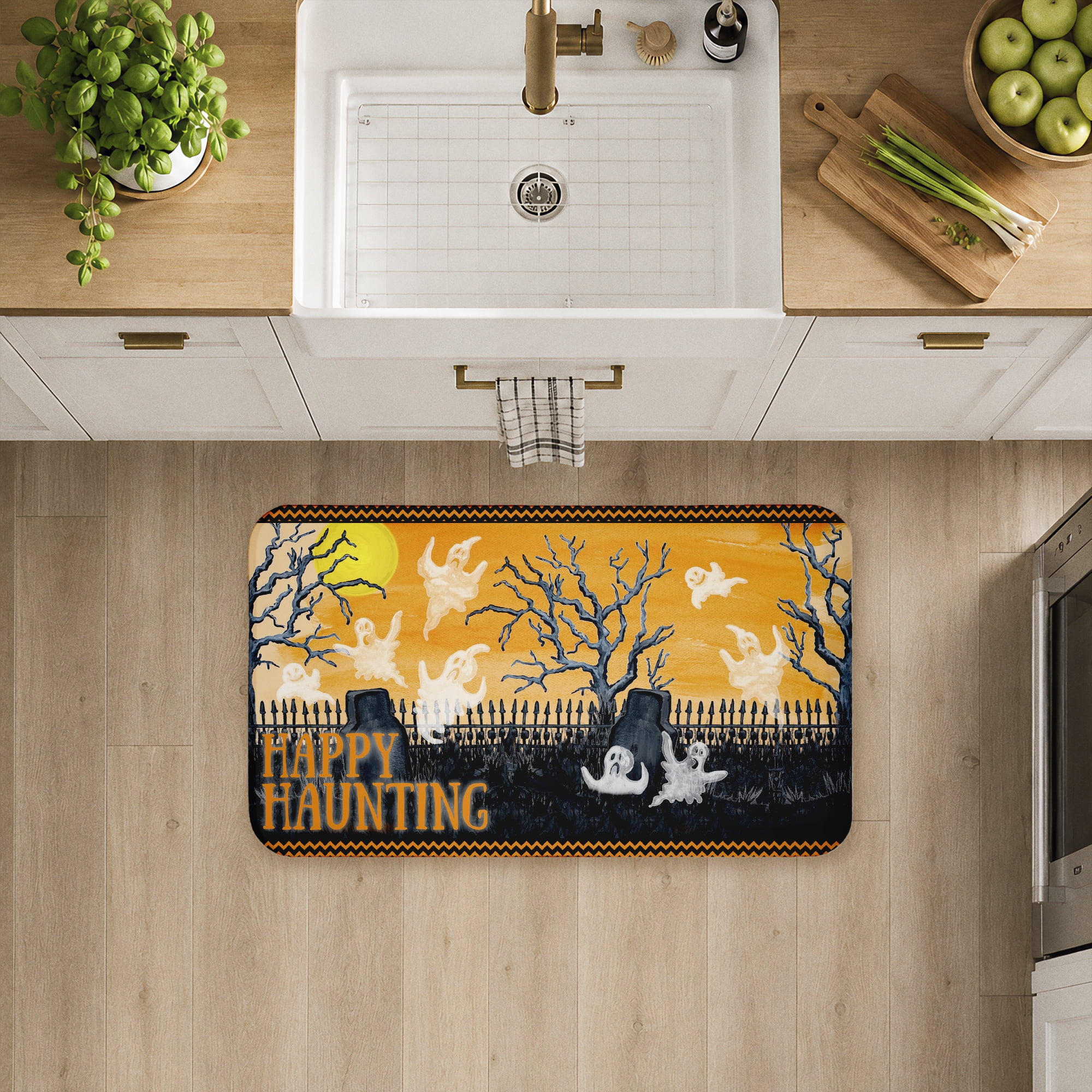 Stupell Industries Happy Haunting Graveyard Printed Anti-Fatigue Floor Mat, design by Gina Ritter