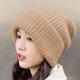 thumbnail image 1 of Gorro de lana gruesa de punto con punta cerrada y gran circunferencia de la cabeza para otoño e invierno, orejeras cálidas y esponjosas para mujer, 1 of 6