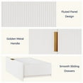 thumbnail image 3 of TOPCOMFY Modern Pantry Cabinet with 3 Drawers 2 Doors, Kitchen Storage Cupboard for Organization with Adjustable Shelves & Fluted Panel Design-White, 3 of 7