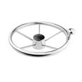 thumbnail image 3 of Kenally Espejo de volante de barco de acero inoxidable pulido eje de 3/4 pulgadas 5 radios 25 grados 342mm Hardware de Kayak con tapa central Bombillas para automóviles Kenally VI001888-00, 3 of 6