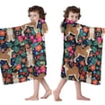 thumbnail image 4 of Shiba Inu Dog and Flower Floral Hooded Bath Towel，50"x30" for Ages 3 To 12 Kids, Quick Dry Lightweight Soft Microfiber Hood Beach Towel Cover Up for Kids, 4 of 7